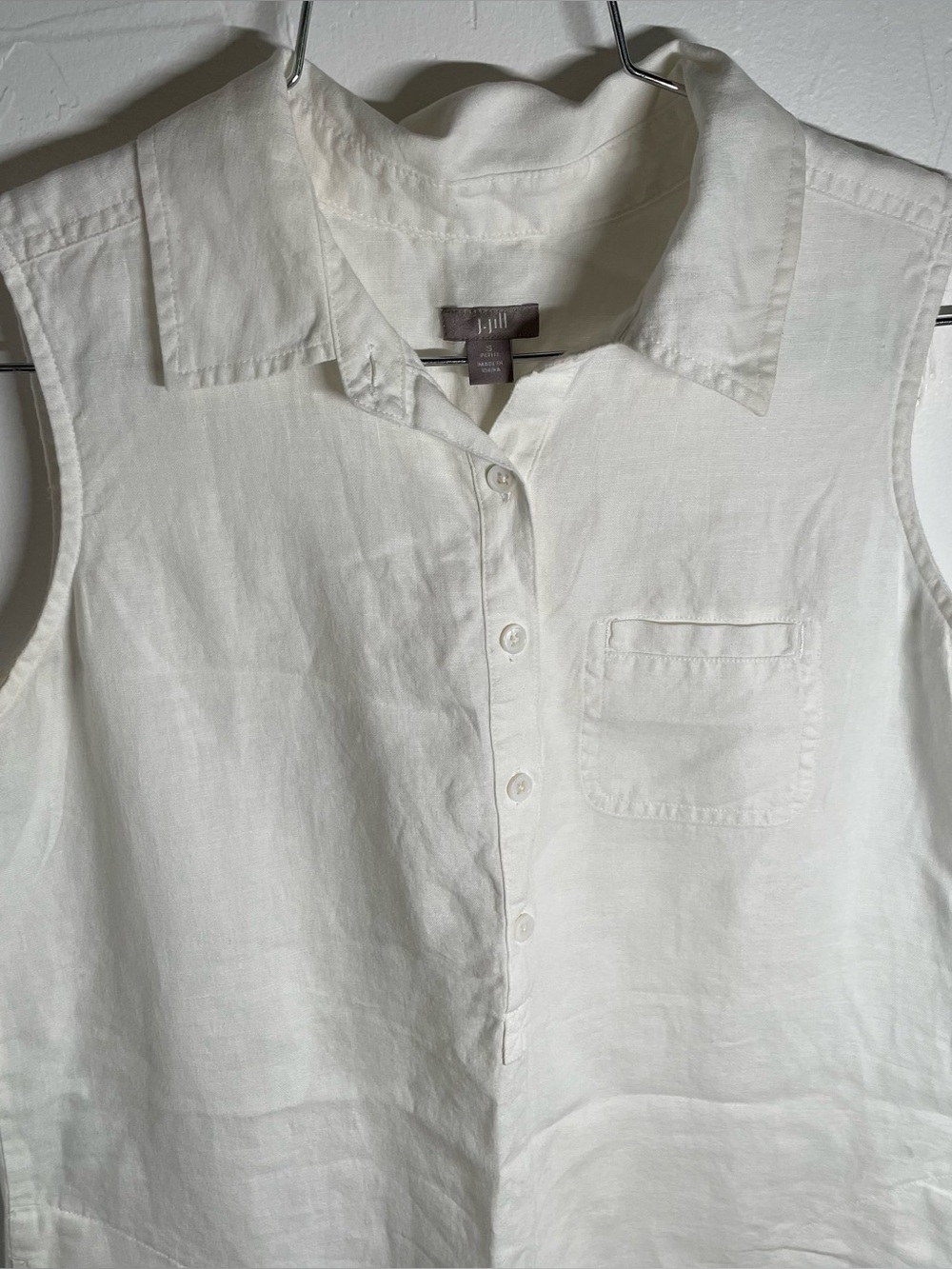 J. Jill White 100% Linen Sleeveless Tunic Shirt Dress - Picture 5 of 8